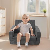 Toddle & Kids Chair,2-in-1 Soft Toddler Couches That Fold Out,Toddler Chairs Comfy 1-3 Years Old,Convertible Sofa to Lounge,Grey - Image 4