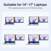Laptop Screen Extender - Ultra-Thin 1.3lbs 14" FHD IPS Dual Portable Monitor Extension for Laptop, Attachment Plug & Play for 13-17" Laptops, Second Extra Travel Display for Windows/Mac/Android - Image 3