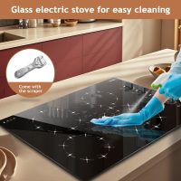 Karinear 4 Burner Electric Cooktop 30 Inch, Knob Control Built-in Electric Stove Top, 30" Radiant Ceramic Cooktop, 9 Power Level, Hot Warning, Expandable Burner, 220V 6700W, No Plug - Image 5