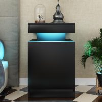 oneinmil Nightstand Set of 2 with LED Lights,Night Stand with Storage Cabinet for Bedroom,Bedside Table with LED, Black - Image 7
