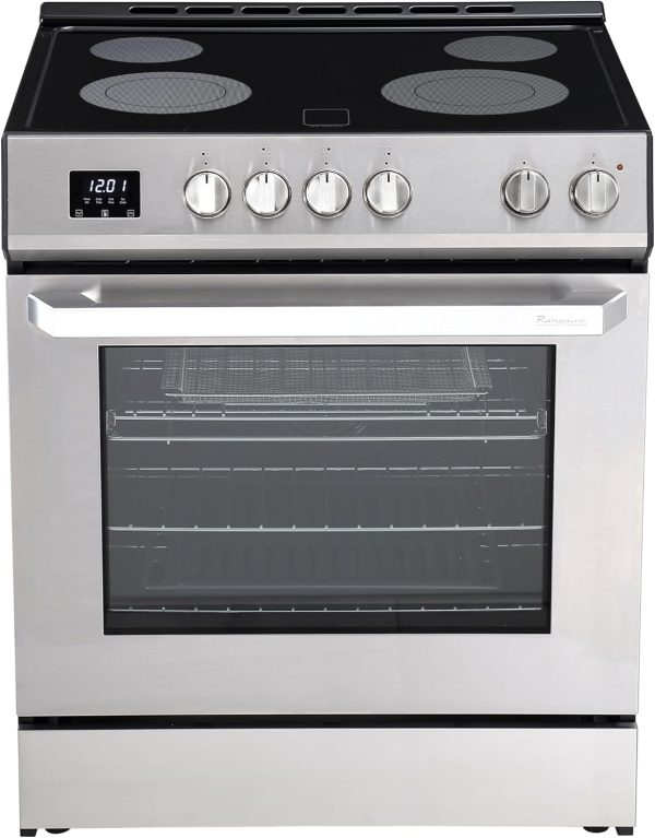 RRE303TS Electric Range Oven with Timer and AirFry Infrared Stove Burners, True Convection, Easy Reach Racks, 30", Stainless Steel