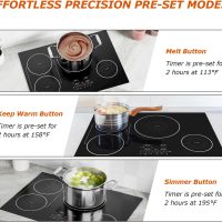30 Inch Induction Cooktop 4 Burners, Flat Glass Top Electric Stove with Bridge-SYNC, 3 Preset Modes Booster, Timer, Pause, Child Lock, Drop in, 208~240V/40A, Black - Image 2