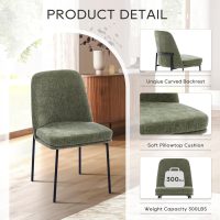 COLAMY Modern Dining Chairs Set of 4, Fabric Upholstered Dining Room Chairs Dinner Chair Stylish Kitchen Chairs with Curved Back and Metal Legs, Green - Image 3