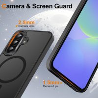 Ezanmull for Samsung Galaxy A36 5G Phone Case Magnetic Shockproof, [Fit for MagSafe] [Glass Screen Protector + Camera Lens Protector] Translucent Anti-Fingerprint (Black) - Image 4