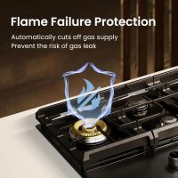 FOTILE GLG30401-Y 30” Moonshadow Tempered Glass 4 Gas Cooktop, Tri-Ring 18,000 BTUs Center Burner with Flame Failure Protection Removable Grates and Installation/LP Kit - Image 2