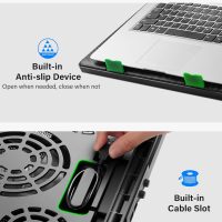 Kootek Laptop Cooling Pad, Laptop Cooler with 5 Quiet Fans for 12"-17" Computer PC Notebook Gaming Laptop Fan, Height Adjustable Laptop Cooling Stand Laptop Accessories, Green - Image 6
