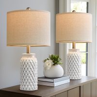 20.5" White Modern Ceramic Bedside Lamp Set of 2 for Bedroom Decor Farmhouse Table Lamp for Living Room Office Dorm - Image 5
