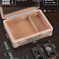 Humidor Cigar Box, with Straight Cutter Guillotine, V cut, Puncher & Holder Tool, Glass top Cigars Case, Cedar Wood Lining, Humidifier Hygrometer Accessories, Cigar Gift Set - Image 2