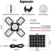Aqonsie Solar Shed Light Outdoor Indoor, 176LED Solar Powered Motion Sensor Pendant Light Daytime Available, Solar Indoor Lights with 5 Lighting Modes & Remote for Shed Gazebo Barn Garage Home - Image 4