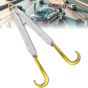 Tow Straps V Bridle w/ 15'' J Hooks | 3" x 24'' Recovery V Strap for Car Hauler, Wrecker Rollback | 5400 lbs Working Load | Heavy Duty Tow Straps with Hooks for Towing and Recovery