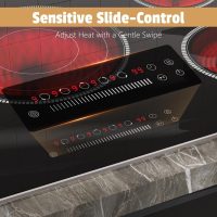 36 Inch Electric Cooktop, 5 Burner Stove Top with Slide Control, 9200W Electric Stove with Child Lock, Timer & Pause Function 36" Glass Cooktop, 220V Hard Wire(No Plug) - Image 8