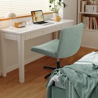 Criss Cross Chair Cover, Waterproof, Stretchable, Solid Jacquard, Suited for Armless/Office/Desk/Mid Back Wide Seat/Computer/Task/Vanity/Accent Chair (Leaves -Shaped Jacquard, Green) - Image 7