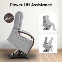 FLEXISPOT Dual Motor Power Lift Recliner Chair for Elderly, Electric Lay Flat Reclining Chair with Massage & Heat, Side Pockets, Fabric Single Sofa for Living Room,Light Gray - Image 8