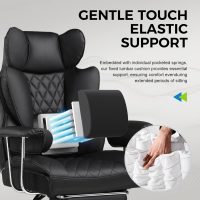 GTRACING Gaming Chair,Office Chair with Pocket Spring Lumbar Support, Ergonomic Comfortable Wide Office Desk Computer Chair with Outward Fixed Soft Armrests and Footrest (PU Leather, Black) - Image 4