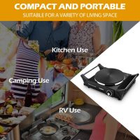 Hot Plate, Techwood Electric Stove for Cooking, 1500W Countertop Single Burner with Adjustable Temperature and Handles, 7.3” Cooktop for RV/Home/Camp, Compatible for All Cookwares Black - Image 3