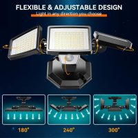 LED Security Lights Motion Sensor Outdoor Lights, 5000K Daylight, IP65 Waterproof, Dusk to Dawn, 3-Head Motion Detected Flood Light for Garage, Yard, Porch, 2Pack - Image 2