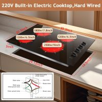 Karinear 4 Burner Electric Cooktop 30 Inch, Knob Control Built-in Electric Stove Top, 30" Radiant Ceramic Cooktop, 9 Power Level, Hot Warning, Expandable Burner, 220V 6700W, No Plug - Image 7