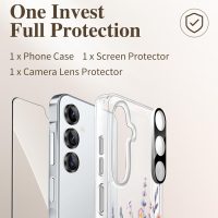 GVIEWIN for Samsung Galaxy A16 5G Case, [Screen & Camera Lens Protector] [Military-Grade Protective] Women Clear Floral Not Yellowing Shockproof Bumper Phone Case for Galaxy A16, Floratopia/Colorful - Image 8