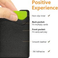 Phone Card Holder, Leather Phone Wallet Stick On, Card Holder for Back of Phone Credit Card Holder for Phone Case Compatible with Most of Cell Phone (iPhone, Samsung) - 2Pack Black - Image 2