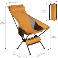 TOBTOS High Back Camping Chair, Lightweight Folding Chair with Head Support, Compact Chair with Carry Bag for Outdoor Camp, Hiking, Backpacking (Yellow) - Image 3