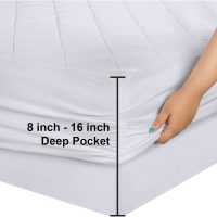 Utopia Bedding Quilted Fitted Mattress Pad, King Size, Elastic Fitted Mattress Topper Protector and Cover Stretches up to 16 Inches Deep, Machine Washable (White) - Image 3