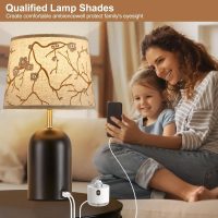 Lampshades Set of 2 for Table Floor Lamp, Lampshades with with Flower Design, 12.7" Top x 12.7" Bottom x 10" High, Natural Linen Hand Crafted, Lamp Shade Harp Holder Included - Image 2