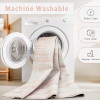 Washable Rugs 5x7 Area Rugs for Living Room,Bedroom,Dining Room- Ultra Soft Faux Wool Nursery Rug for Baby Girl,Neutral Light Pink Low Pile Vintage Carpets for Dorm Kids Playroom,Non Slip - Image 4