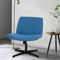 Cross Legged Office Chair No Wheels,Wide Desk Chair Comfy,Criss Cross Chair,Makeup Vanity Chair with Back,Wide Computer Chair for Adults for Home,Office,Make Up,Small Space - Image 7