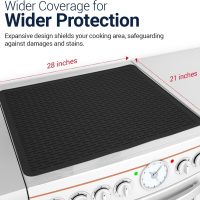 Thick Stove Top Cover for Electric Stove (28 x 20 Inch) Silicone Flat Range Mat for Glass Cooktop, Heat-Resistant Induction Protector Covers for Stovetop, Silicon Oven Topcover Protectors - Black - Image 3