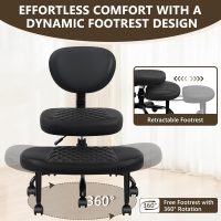 Ergonomic Cross Legged Office Chair with Wheels - Adjustable Height for Meditation, ADHD Desk & Yoga - Wide Criss Cross Design with Lumbar Support, Kneeling Chair - Black - Image 6