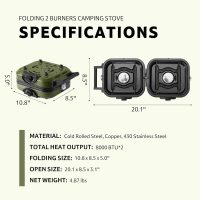 Naturehike 2 Burner Folding Camping Stove, Portable Propane Gas Stove with Carry Bag, 16000 BTU High-Performance Camp Stove with ETL Certification, Adjustable Burners & Piezo Ignition - Image 7