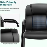 OLIXIS Waiting Room Chairs Set of 4, Leather Office Desk Reception Guest Stationary Side Chair with Padded Arms for Home Conference Lobby Area Meeting Church Medical Clinic Elderly Student - Image 5
