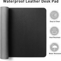Aothia Leather Desk Pad Protector, Mouse Pad, Office Desk Mat, Non-Slip PU Leather Desk Blotter, Laptop Desk Pad, Waterproof Desk Writing Pad for Office and Home (Black,23.6" x 13.7") - Image 6