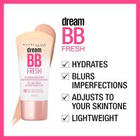 Maybelline Dream Fresh Skin Hydrating BB cream, 8-in-1 Skin Perfecting Beauty Balm with Broad Spectrum SPF 30, Sheer Tint Coverage, Oil-Free, Medium, 1 Fl Oz - Image 2