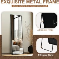 Delma Wall Full Length Mirror,Standing Mirror Full Body,Large Floor for Wall Door Bedroom Bathroom Living Room with Aluminium Frame(with Stand,56x15-Black) - Image 4