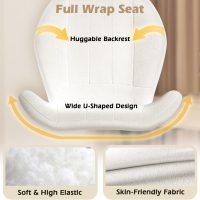 Criss Cross Chair with Wheels, Wide Cross Legged Office Chair Armless Comfy Desk Chair with Tall Back Vanity Chairs with Stress Relief Curved Design Seat for Bedroom & Office & Home Ivory White - Image 4