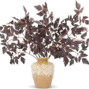 Fall Decor Artificial Cimicifuga 4 Bundles 24 Inches Tall, Deep Purple Faux Flowers with Bendable Stems for Thanksgiving Halloween Centerpieces, Wedding Home Farmhouse Decor (Dark Purple)