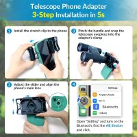 APEXEL Telescope Phone Adapter, Binocular Photo Adapter for Android & iPhone, Phone Holder Mount for Telescope, Monocular, Binocular, Microscope, Spotting Scope. (Including Bluetooth Shutter Remote) - Image 2