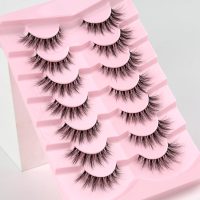 Lashes Natural Cat Eye Lashes Wispy Eyelashes 15mm False Eyelashes Wispy Lashes 3D Volume Strip Eyelashes Thin Cotton Band Soft Fake Eyelashes False Lashes Pack 7 Pairs Siligli - Image 8