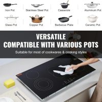 VEVOR Electric Cooktop, 36 inch 5 Burners Built-in Electric Stove Top, 8600W Ceramic Top Radiant Cooktop with Glass Panel, Touch Control, Timer, Child Lock, 9 Heat Level, 220-240V, Hard Wire (No Plug) - Image 4