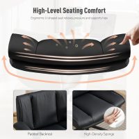 Criss Cross Chair with Flip-Up Armrests Leather, Cross Legged Office Chair on Wheels, Comfy Swivel Chair with Wide Seat for Home Office, Vanity, Accent, Ergonomic Desk Chair Adjustable, Black - Image 4