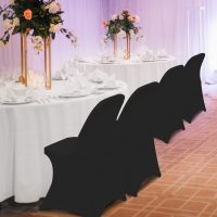 HAINARverS Stretch Spandex Folding Chair Covers 30PCS Universal Fitted Chair Cover Protector for Wedding,Party, Banquet, Holidays, Celebration, Decoration (Black, 30 PCS) - Image 3