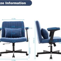 Criss Cross Armrest Office Chair with Wheels - Modern for Home Office, Meditation & Creative Work (Blue) - Image 2