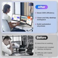 Laptop Screen Extender, 14" FHD 1080P Triple Portable Monitor for 13"-16.5" Laptop with Stand, Dual Monitors Built-in Speakers, Plug & Play, Monitor Extender for MacOS/Wins/Chrome/Dex - Image 3