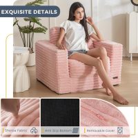 MAXYOYO Giant Bean Bag Chair for Adults, Upholstered Floor Sofa with Pillows and Armrests, Large Bean Bag Sofa Plush Chair Bean Bag Couch for Bedroom Living Room, Pink - Image 4