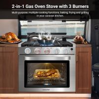 AMZCHEF RV Gas Range Stove 12V. Range Oven for RV Use with 3 Burners,Gas Oven, 28,100BTU, Open Flame Configuration, Knob work indicator, Heavy Duty Cast Iron Grates (Large 21 inch) - Image 8