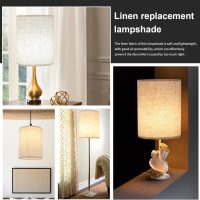 Beige Linen Tall Drum Lampshade, 10" Top x 10" Bottom x 13" High Lamp Shade, Lamp Shade Replacement for Table and Floor Lamps, Pendant Light, Handcrafted Lampshade, Easy Assembly - Image 3