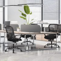 Sweetcrispy Ergonomic Mid-Back Mesh Home Office Desk Chair with Wheels, Lumbar Support, and Comfortable Armrests for Home, Bedroom, Study, Office - Image 8