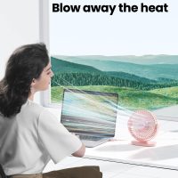 Gaiatop USB Desk Fan, 5.5 Inch Small Quiet Powerful 3 Speeds 90° Rotate, Personal Mini Portable Desktop Table Fans, Cooling for Home Office Car Travel Indoor Outdoor Pink - Image 2