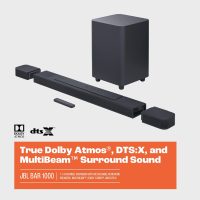 JBL Bar 1000: 7.1.4-Channel Soundbar with Detachable Surround Speakers, MultiBeam™, Dolby Atmos®, and DTS:X®, Black (Renewed) - Image 2